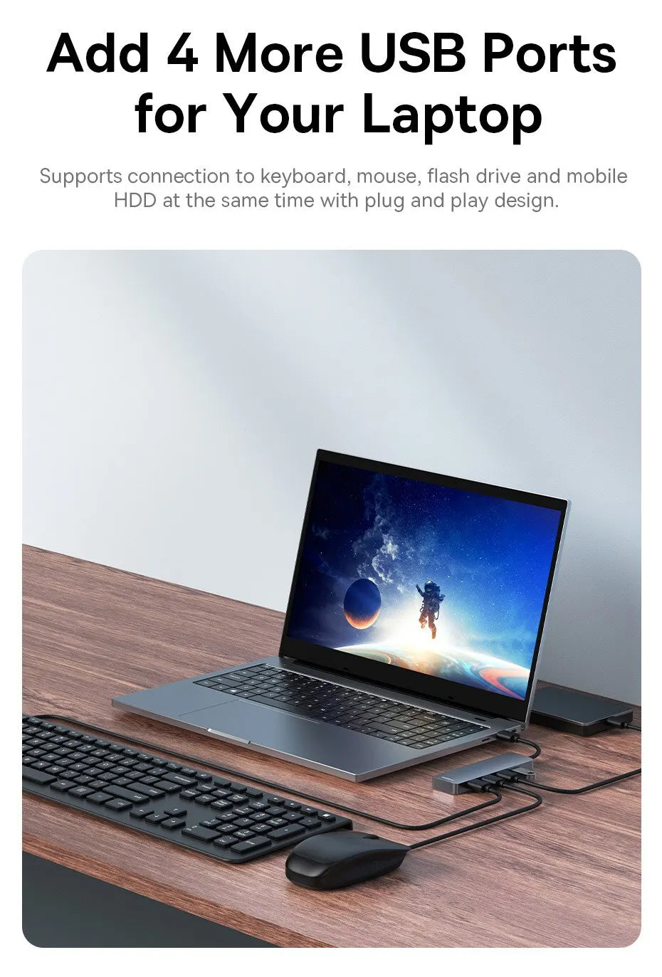 Baseus Usb Hub 4 Port ABS Hub Usb 3 0 for Laptop Multi Splitter Adapter For Xiaomi Lenovo Macbook PC Computer Accessories