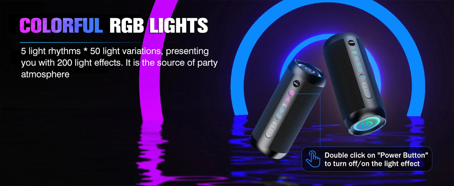 Bluetooth Speaker, Speakers Wireless Bluetooth 5.4 with 30H Playtime, BassUp, 30W Stereo Sound, IPX7 Waterproof Portable Speaker