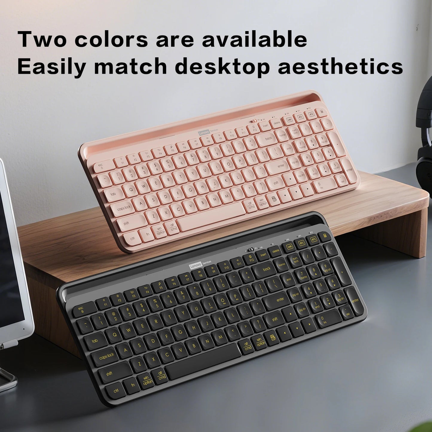 Wireless Gaming Keyboard Full-Sized 105 Key Silent 2.4GHz&Bluetooth Connection Multimedia Keys Compatible with PC Laptop Desktop