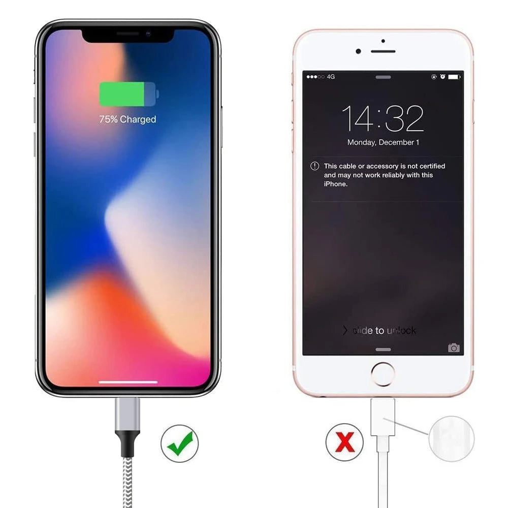 3pcs Nylon Braided Fast Charging Cables 3ft 6ft 10ft MFi Certified For iPhone Charger USB C to IP Port Cable Fast Charging Cable