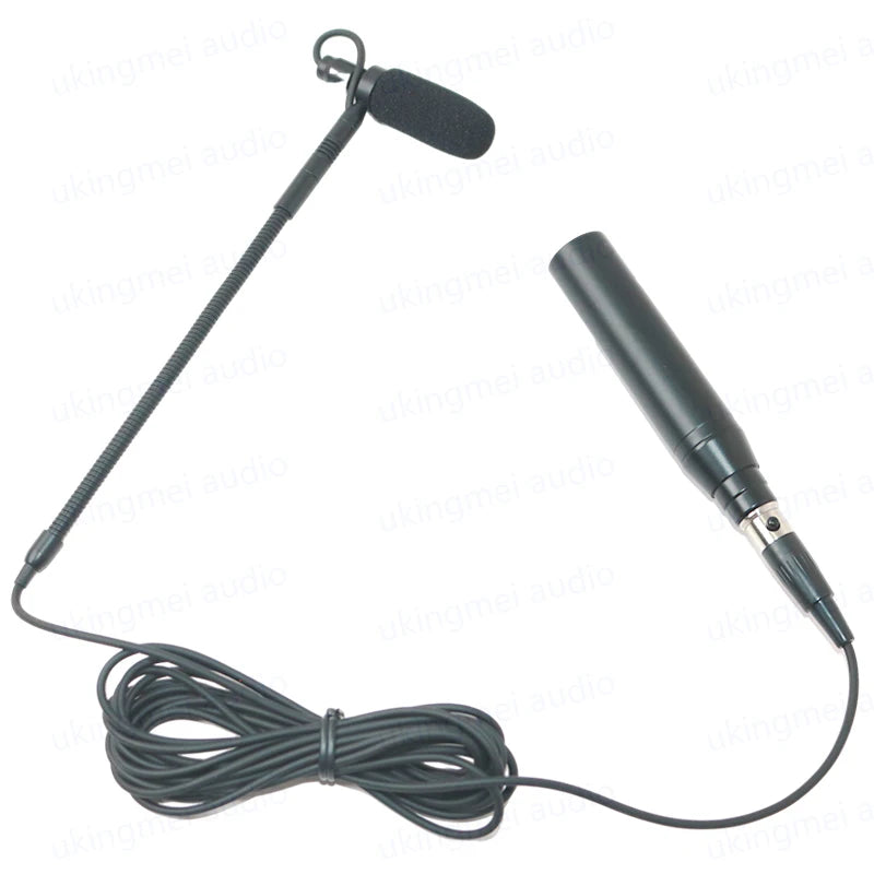 Clip-On Musical Instrument Microphone for Piano Guitar Saxophone Violin Cello Phantom Power Input Flexible Gooseneck Microphone