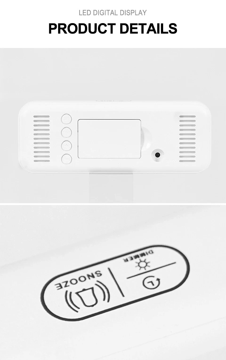 LED Digital Clock Temperature Date Week Display Desktop Clock 3 level Brightness Adjustment Voice Control Countdown Alarm Clock