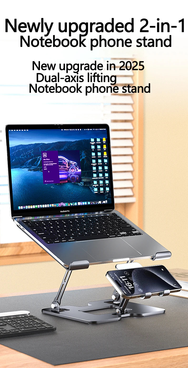 Laptop Stand Office Liftable Carbon Steel Laptop Stand Two in One Heightened Foldable Vertical Cooling Ergonomic Laptop Stand