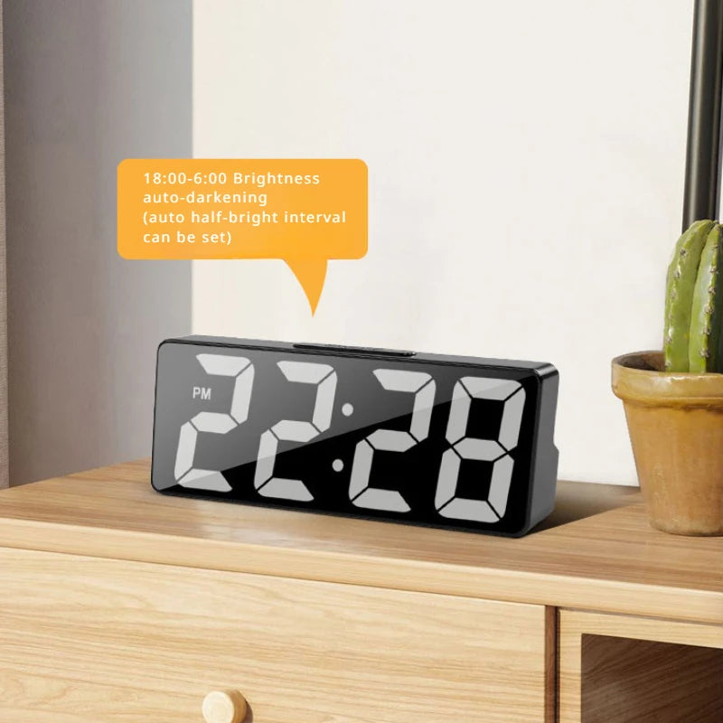 Digital Alarm Clock LED Large Digital Display Multi-Set Alarm Clock Features Desktop, LED Mirror Electronic Clocks