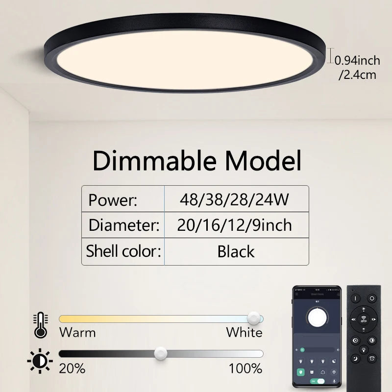 Smart Led Ceiling Lights 20Inch Large APP Remote Control Dimmable Ultra thin Smart Lamp For Living Room Bedroom Led Lights