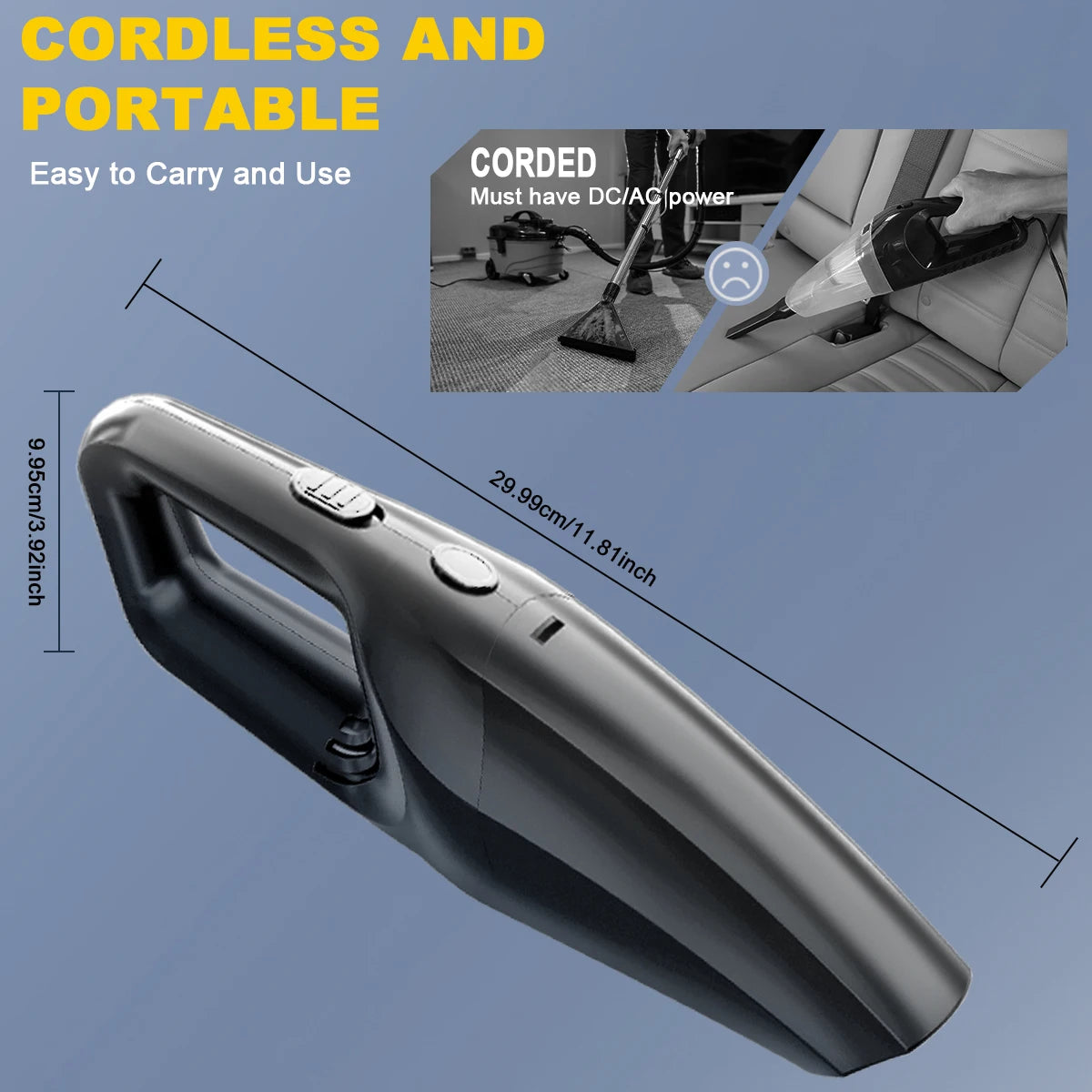 Mini Car Vacuum Cleaner Wireless Handheld Vaccum Cleaners High Suction USB Rechargeable Small Household Car Cleaner Accessories