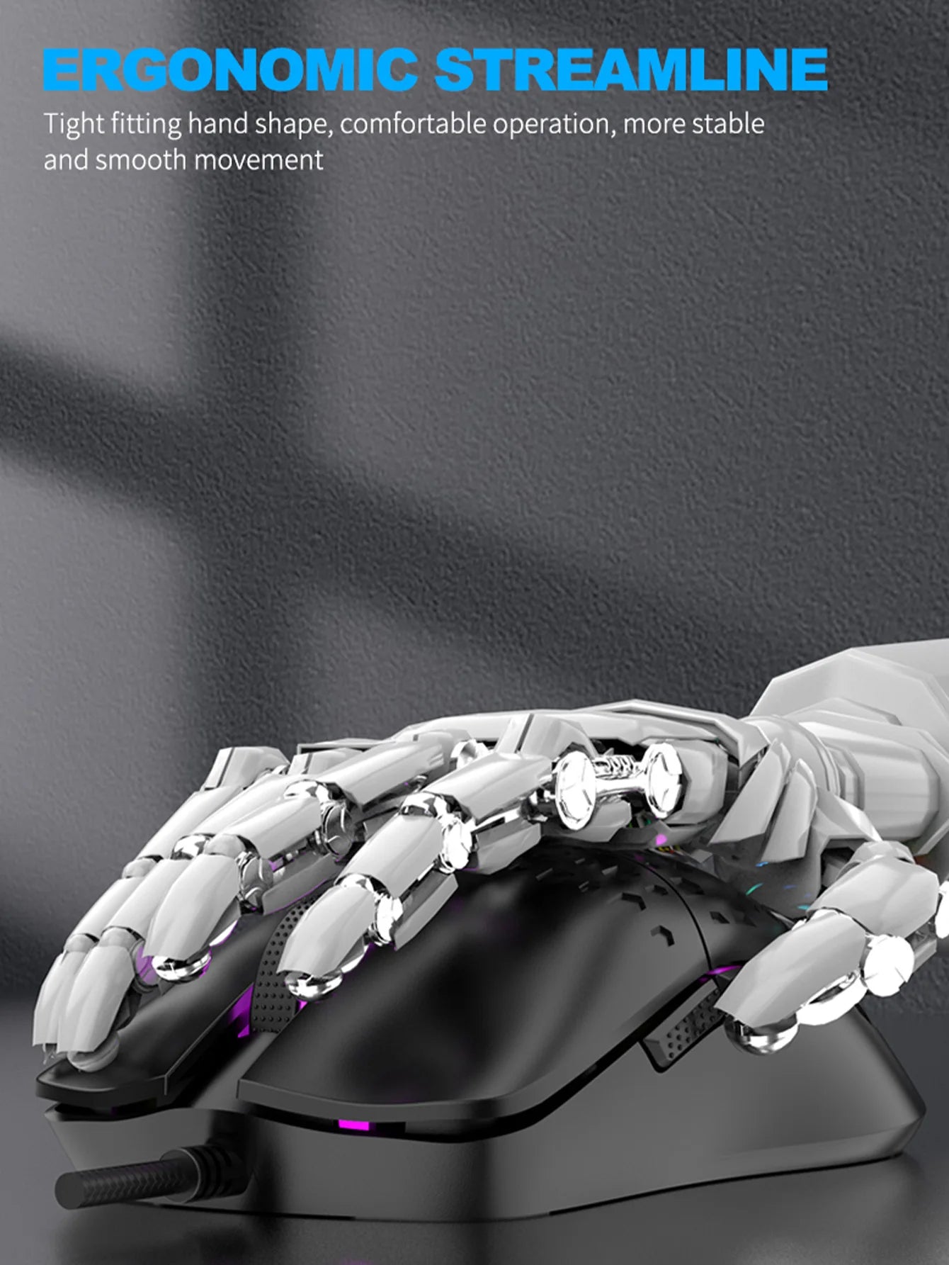 Wireless gaming mouse, dazzling colorful light effect, variable DPI, fashionable honeycomb perforated mouse