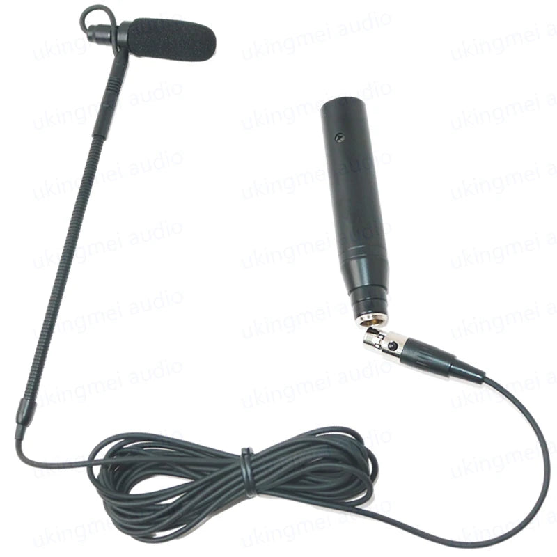 Clip-On Musical Instrument Microphone for Piano Guitar Saxophone Violin Cello Phantom Power Input Flexible Gooseneck Microphone
