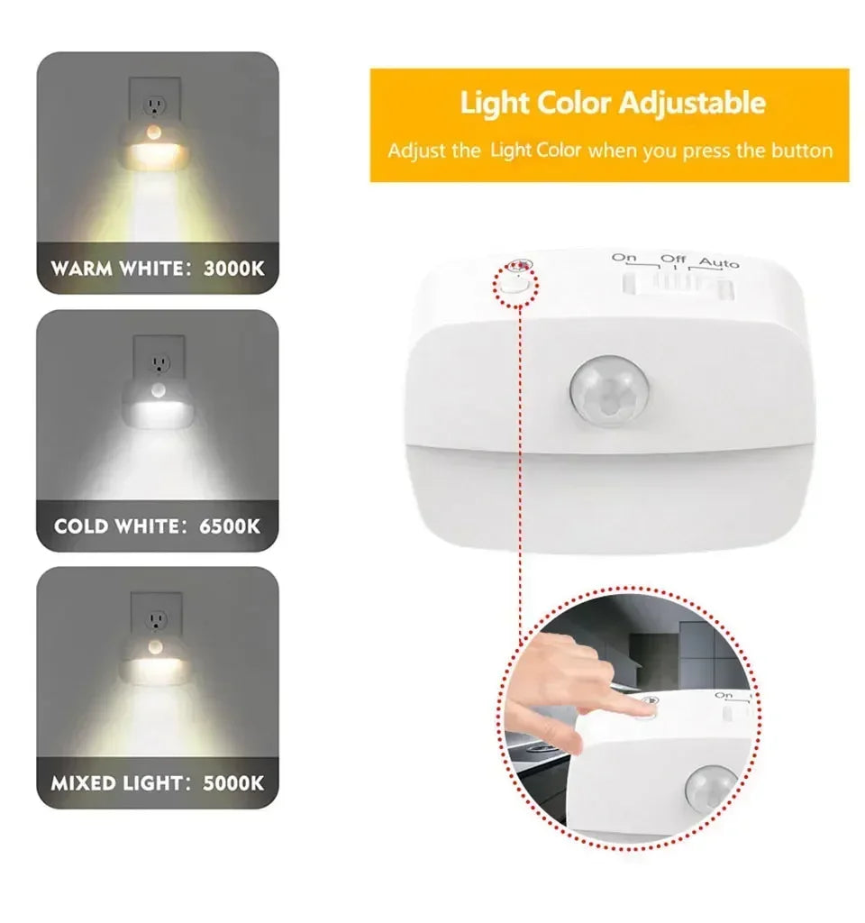 Motion Sensor Light LED Night Lights EU US Plug Lamps PIR Human Induction Lamp Nightlights For Bedroom Decor Hallway Stairs Lamp