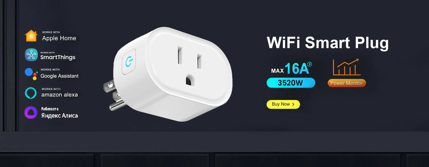 16A Smart Plug with Bluetooth App Control Power Monitoring Timer Countdown Group Voice Control PowerOff Memory Works with Alexa