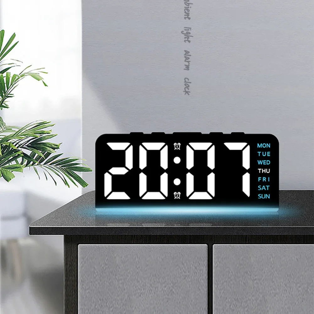 LED Digital Clock with Date, Temp, Alarm & Night Light - Multifunctional Desk Clock for Home, Office, Bedroom