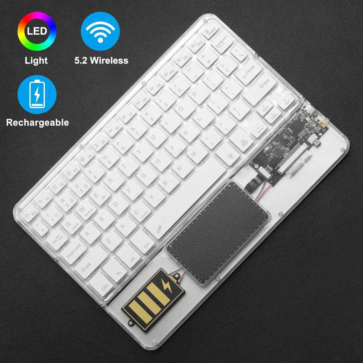 Wireless Keyboard with Touchpad, Ultra-Slim Portable Bluetooth Rechargeable Keyboard,Wireless Keyboard for iOS Android Windows