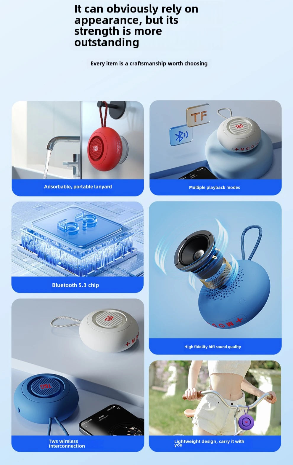 Bluetooth Speaker Bathroom Wireless Subwoofer Outdoor Mini Bluetooth Speaker Parlante Bocina Bluetooth  Caixa De Som TG442