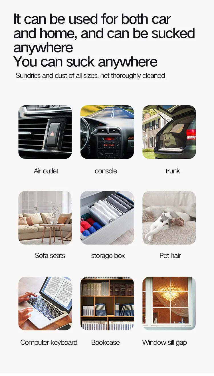 Vacuum Cleaner Mini Car Cleaning Powerful Suction Handheld Car Vacuum Cleaner Rechargeable for Car and Home Auto Vacuum Cleaner