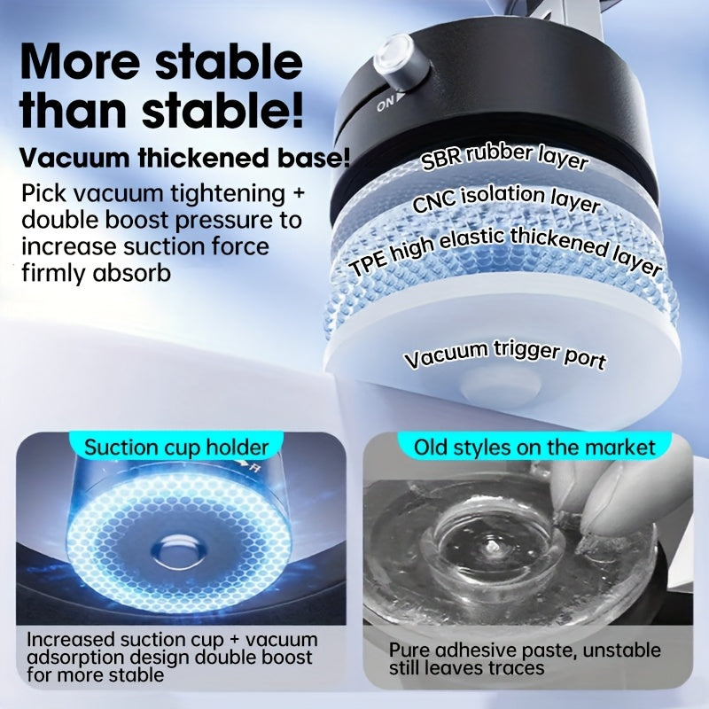 Upgraded Vacuum Magnetic Car Phone Holder, 360° Rotating Bracket Reinforced 96LBS Ultra Suction Cup, Foldable Design Telescopic Arm Adjustable Holder, for iPhone & Android Cell Phone Holders, for Your Car/Gym/Mirror Mount, G