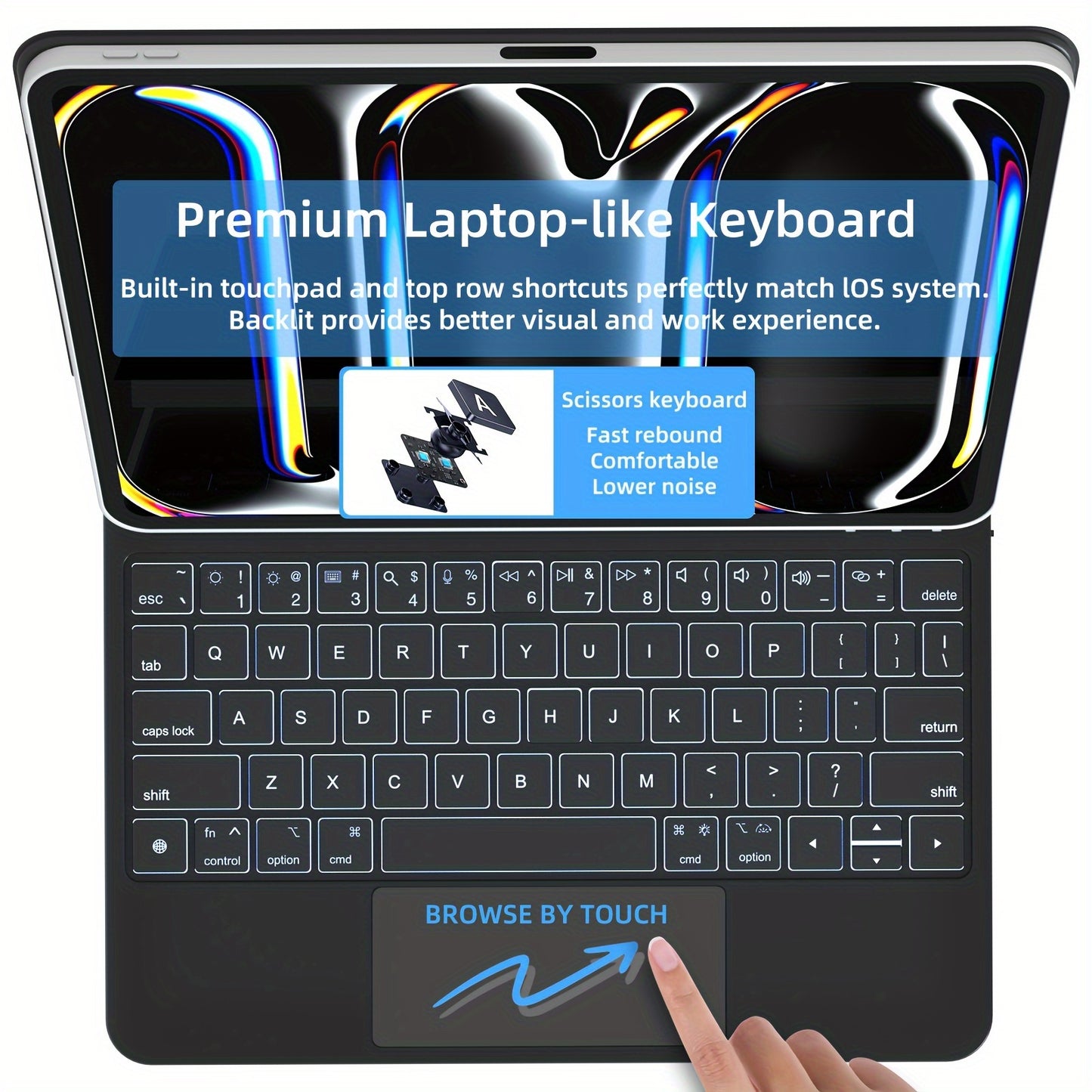 DVWDVW 7-Color Backlit For IPAD Keyboard Case, PU Leather, Magic Magnetic Stand Keyboard For IPad Pro 2024 (M4) With Multi-Touch Trackpad, Floating Design, 7 Colors Backlit, Wireless Keyboard Case