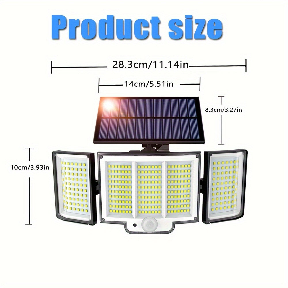 2pcs/4pcs Solar Motion Sensor Lights, 348 LED 2500 Lumens Solar Outdoor Lights with Remote, IP65, 3 Head, 270 ° Wide-angle Motion Sensor Lights Outdoor, 3 Patterns Of Wall Lights Solar Security Flood Lights for Patio, Garden