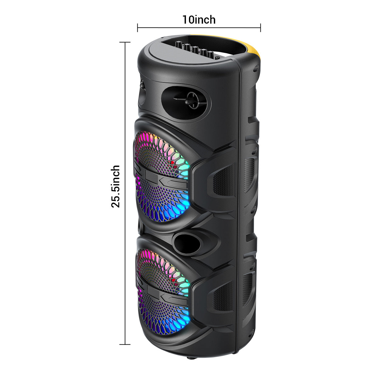 Portable Wireless PA Speaker, Bluetooth Speakers Loud Sound Powerful Subwoofer System, Support AUX USB FM Wired Microphone Audio Input, Built-in Rechargeable Battery Speaker with LED Light, Wired Microphone and Remote Control