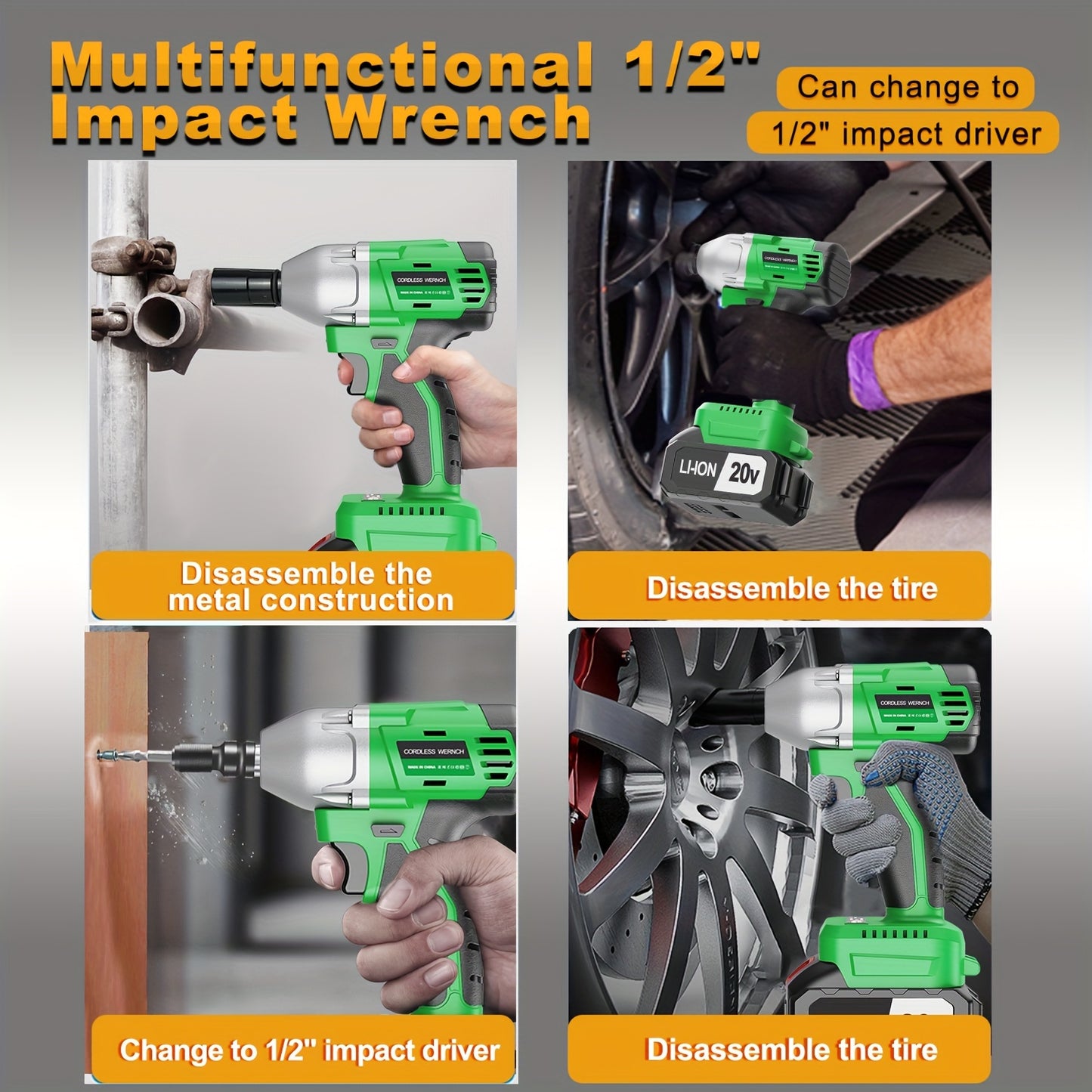 Tegatok Cordless Impact Wrench | 430N.m Brushless Motor | 2400 RPM | 4000mAh Li-ion Battery | Fast Charger | Multi-Size Sockets & Accessories | Reversible Auto-Stop | Ergonomic Design | Ideal for Home & Car Use