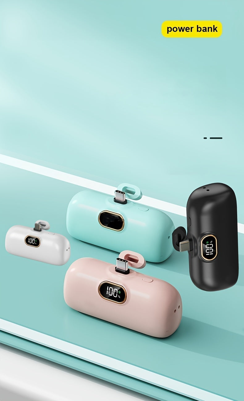 5000mAh Mini Power Bank Wireless Fast Charger Comes With Output Cable, Mini Portable External Battery, Power Bank For IPhone14, Samsung Android Power Bank