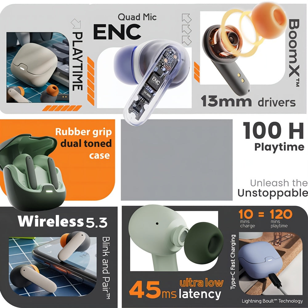 [Smart Bluetooth Headphones] AI Translation Smart Bluetooth Headphones | 4 Mic ENC Noise-cancelling TWS Earbuds, 140+ Languages Real-time Translation, 550mAh Ultra Long Standby, Music Playback, Mobile Phones & Conference Brie