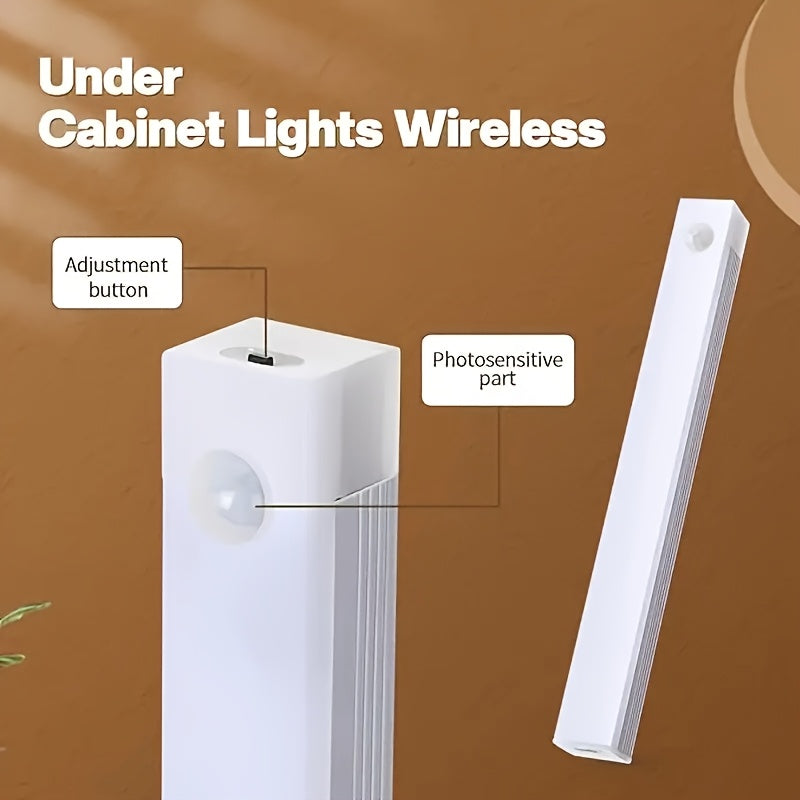 2/6pcs Battery Operated Under Cabinet Lights, Ultra-Bright Wireless Motion Sensor Light Indoor, Smart LED Motion Sensor Lights, Under-Cabinet Lighting, Magnetic Dimmable Closet Lights, Wireless Under Counter Lights For Kitche