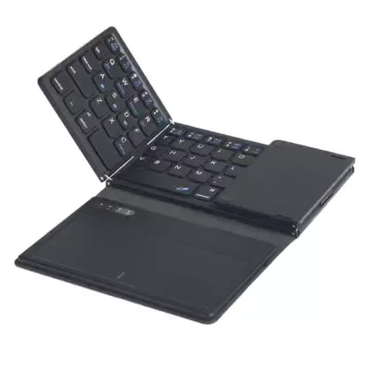 1pc JOMAA Compact Folding Wireless Keyboard for iPad Air 2, Touchpad Design, Windows 10 Compatible, USB Cable Included, Rechargeable Polymer Battery, Smart Hand Orientation, Wireless Connectivity