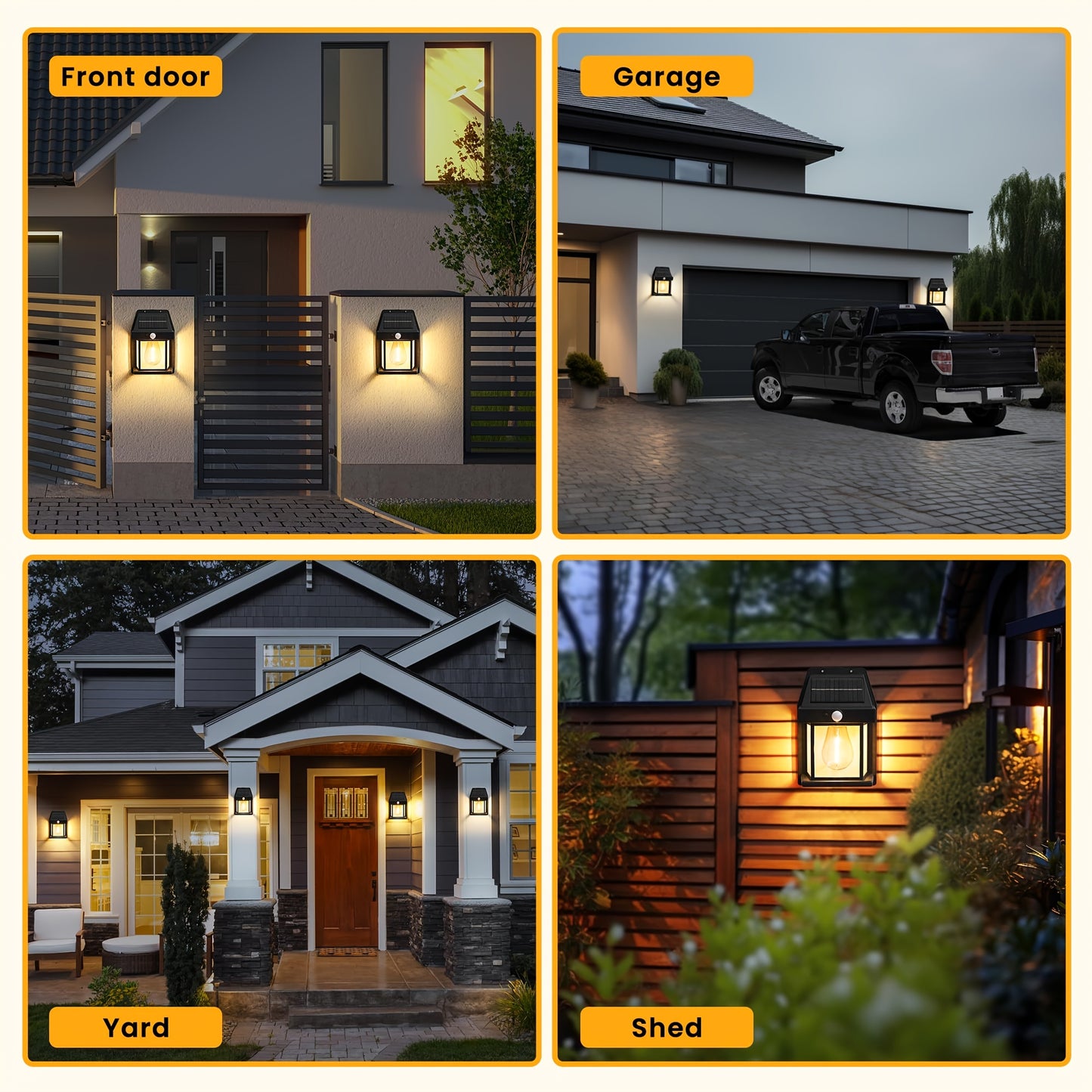 2pcs Solar Wall Lights Outdoor, Dusk to Dawn Motion Sensor Lights Waterproof, 2pcs Motion Sensor Solar Porch Lights with 3 Modes, for Patio, Garage, Shed, Solar Lights for Outside, Outdoor Solar Lights Waterproof, Garden Ligh