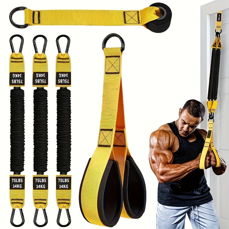 Heavy-Duty Latex Resistance Bands Set, 75-225lbs Adjustable Resistance with Handle & Door Anchor, Stackable Tricep Workout Equipment for Deltoid Push, Face Pull, Bicep Curls - Home Gym Resistance Bands, Ideal for Sports Lover