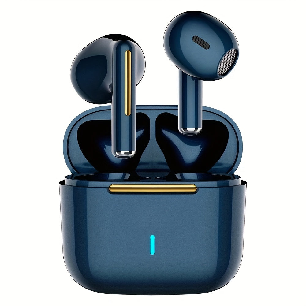 Wireless Earbuds with Volume Control, Semi-Open-Back Earphones with Condenser Microphone, Compatible with iPhone/Samsung/Android, HiFi Sound, ENC Noise Reduction, Long Battery Life, Rechargeable Lithium-Polymer, Ideal for Adu