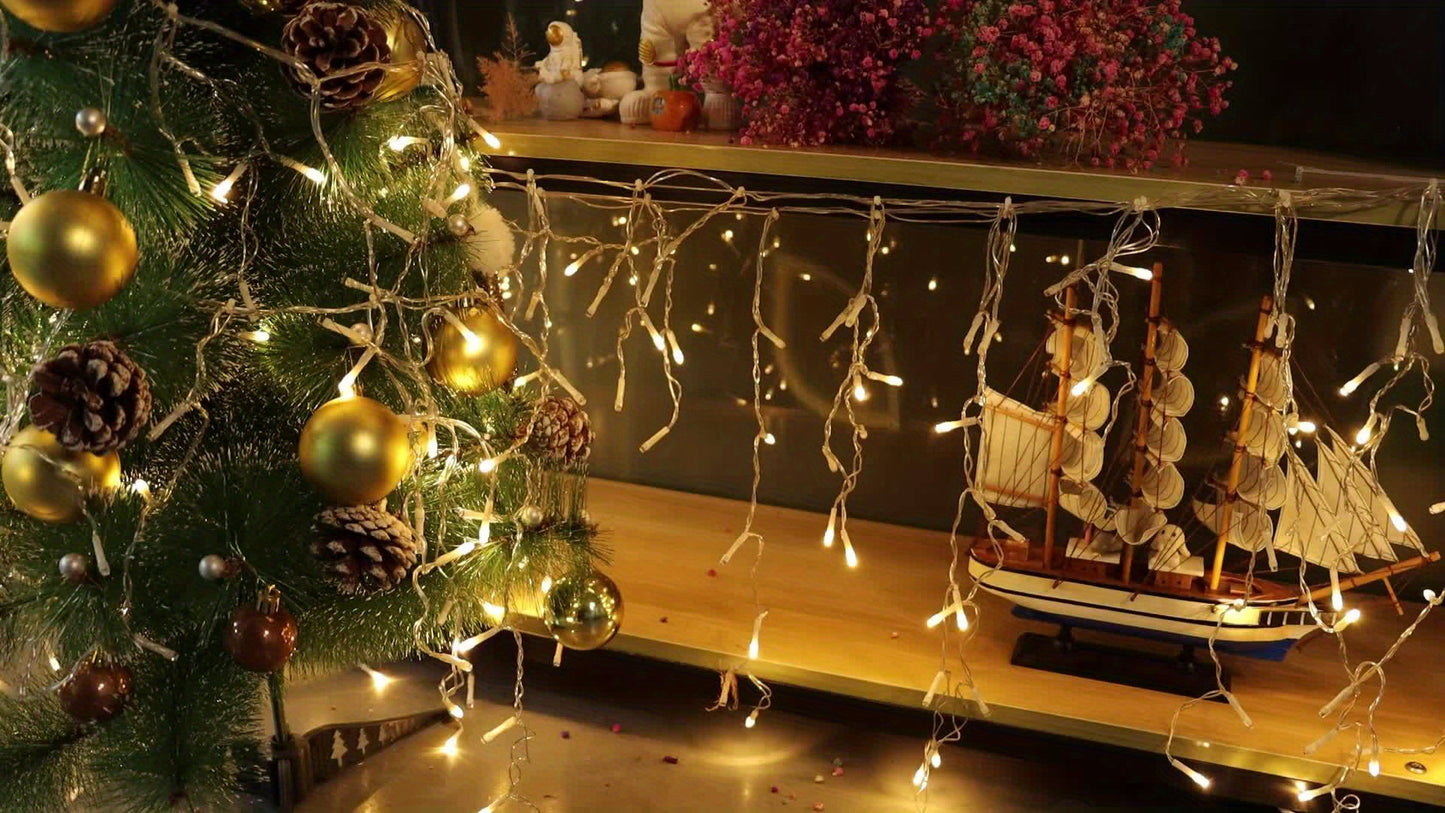 Aogled Outdoor Icicle Lights, Outdoor LED Light Strips, Outdoor Christmas Icicle Lights, Length Available In 49.2ft And 59ft, Multiple Modes And Timers, Warm White, Cool White, Suitable For Eaves Lights, Festivals, Weddings,