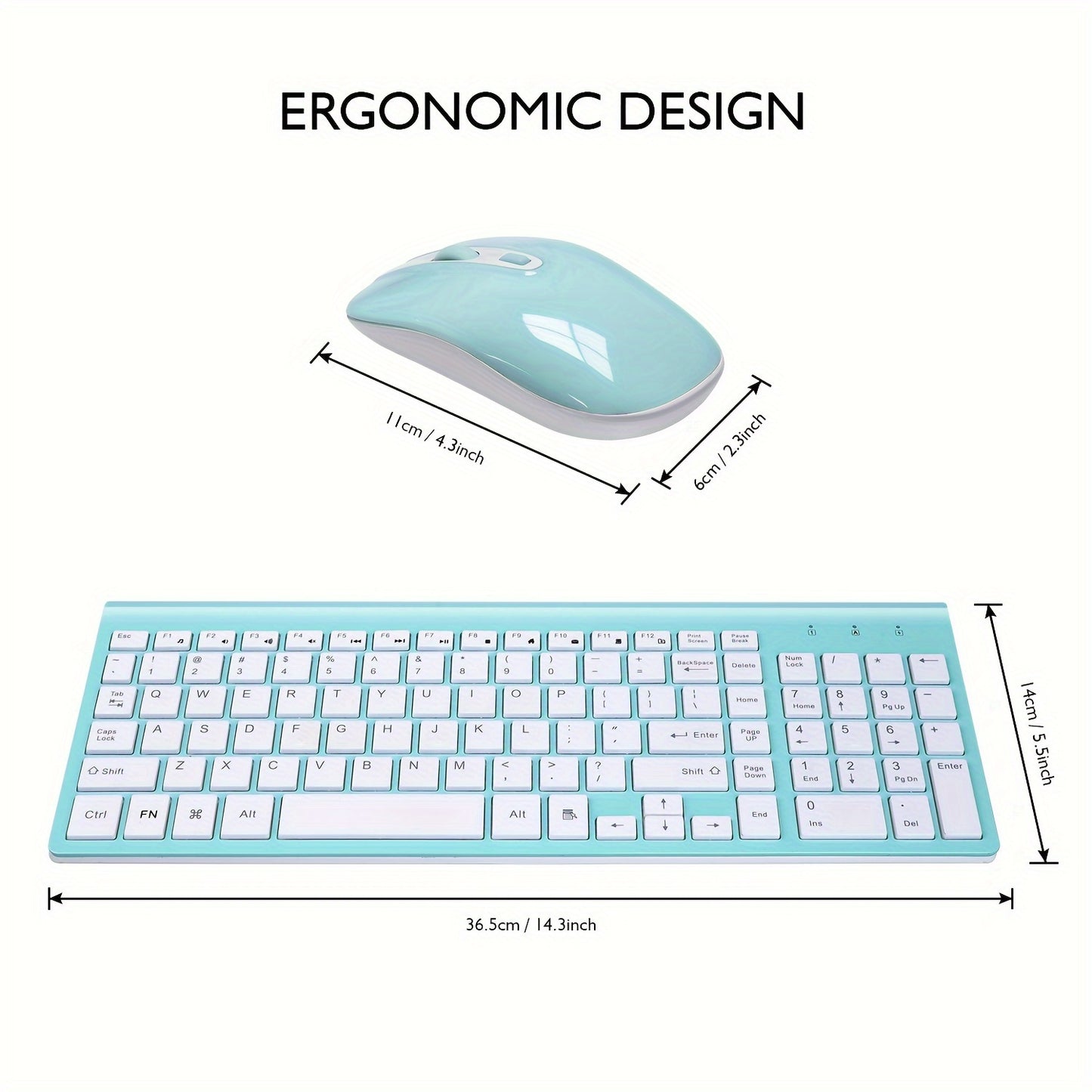cimetech Wireless Keyboard and Mouse Combo, Compact Full Size Wireless Computer Keyboard and Mouse Set 2.4G Ultra-Thin Sleek Design for Windows, Computer, Desktop, PC, Notebook, Laptop