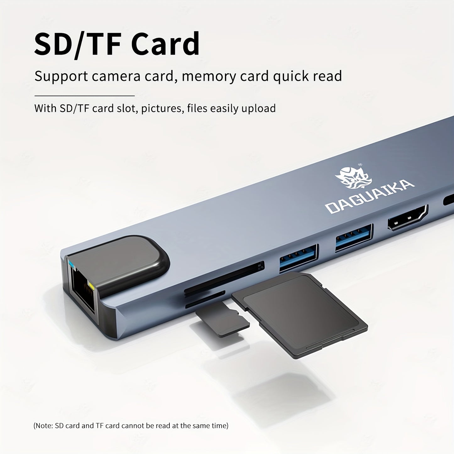 8 in 1 USB C Hub Type C to 4K HDTV Adapter with 100M RJ45 SD/TF Card Reader Fast Charger for MacBook Notebook Windows Laptop Computer