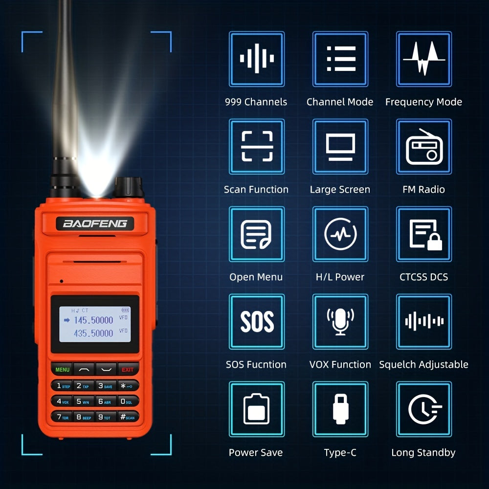 2023 BAOFENG New UV999 Pro Max 10W V2 Professional 999 Channels Walkie Talkie Type-C Fast Charger Long Range Dual Band UHF VHF Two Way Radio Upgrade Handheld Transceiver