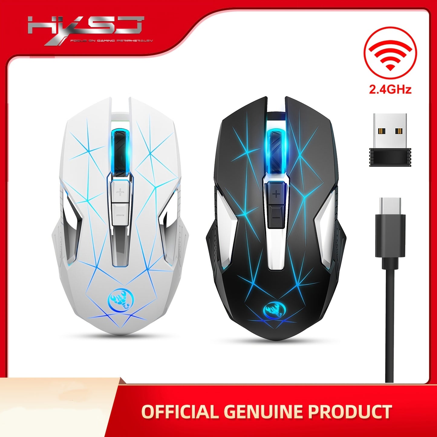 HXSJ-T300 Wireless Mouse with Type-C Charging, 2.4G, Animal Print Design - Compatible with PCs, Laptops & Desktops