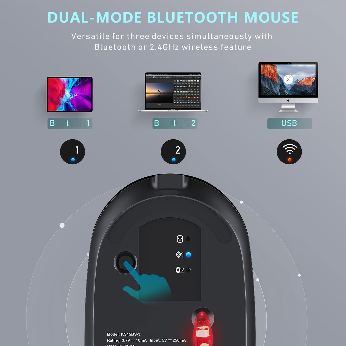 Wireless Keyboard And Mouse Combo, Multi-Device Rechargeable Keyboard And Mouse Set, Ultra-Slim Dual-Mode (BT 4.0 + USB) Keyboard And Mouse For Windows/ Mac OS/ IOS/ Android