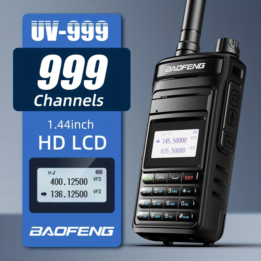 2023 BAOFENG New UV999 Pro Max 10W V2 Professional 999 Channels Walkie Talkie Type-C Fast Charger Long Range Dual Band UHF VHF Two Way Radio Upgrade Handheld Transceiver