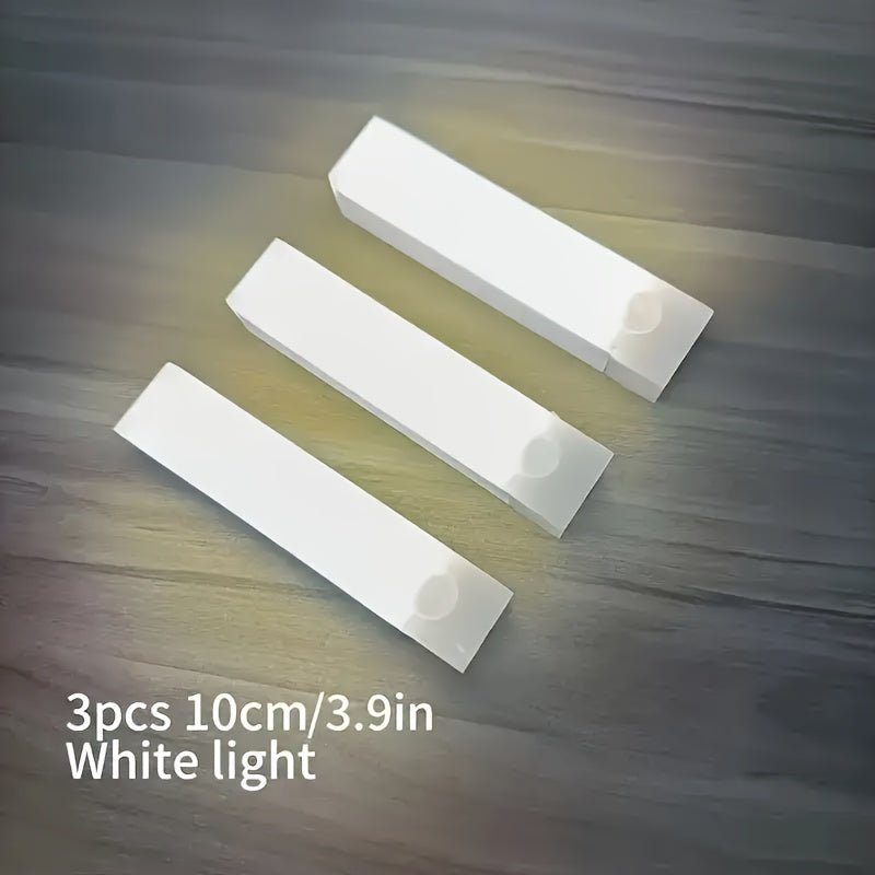 [3-Pack Smart LED Lights] 3-Pack Smart LED Motion Sensor Lights, Rechargeable LED Lighting for Wine Cabinets, Wardrobes, Bedrooms & Staircases – Stylish Design, Durable Plastic, Magnetic Adhesive Mounting, Ambient Glow, Mot