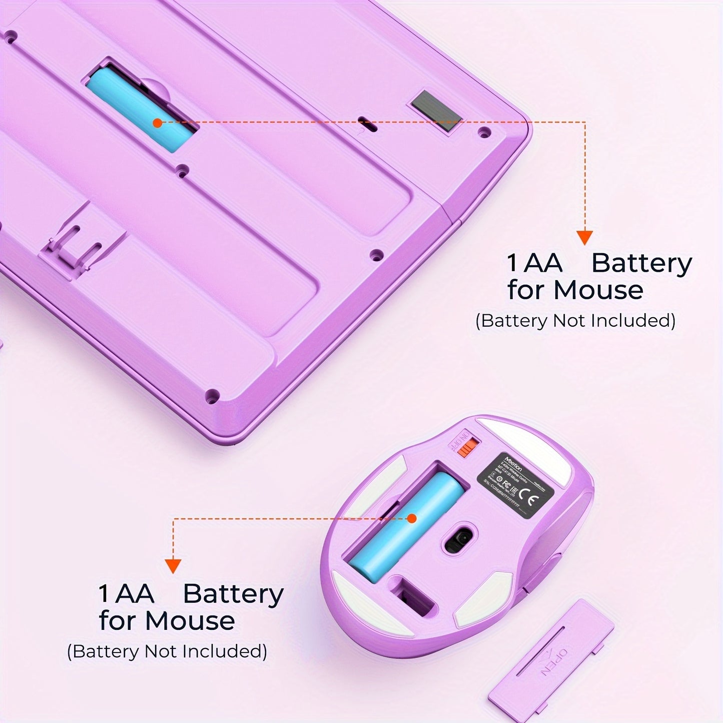 MEETION Wireless Keyboard And Mouse, Computer Keyboard Mouse, 3 DPI Adjustable USB A And USB C Adapter Full-Sized Cordless Keyboard And Mouse, Halloween Christmas Gift