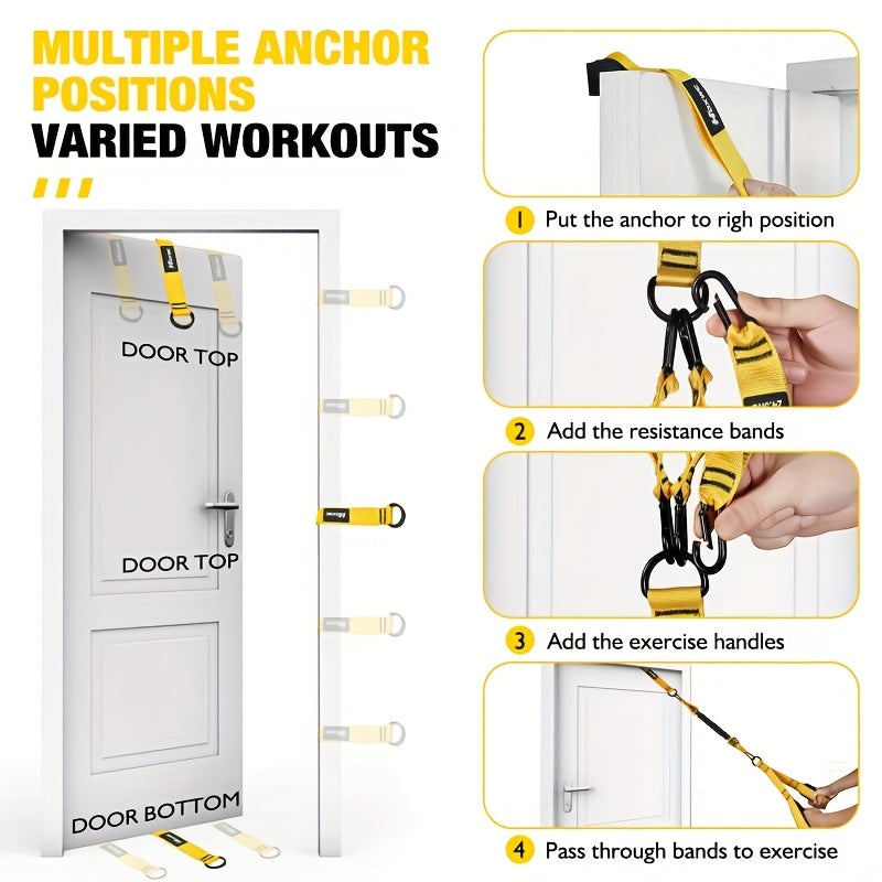 Heavy-Duty Latex Resistance Bands Set, 75-225lbs Adjustable Resistance with Handle & Door Anchor, Stackable Tricep Workout Equipment for Deltoid Push, Face Pull, Bicep Curls - Home Gym Resistance Bands, Ideal for Sports Lover