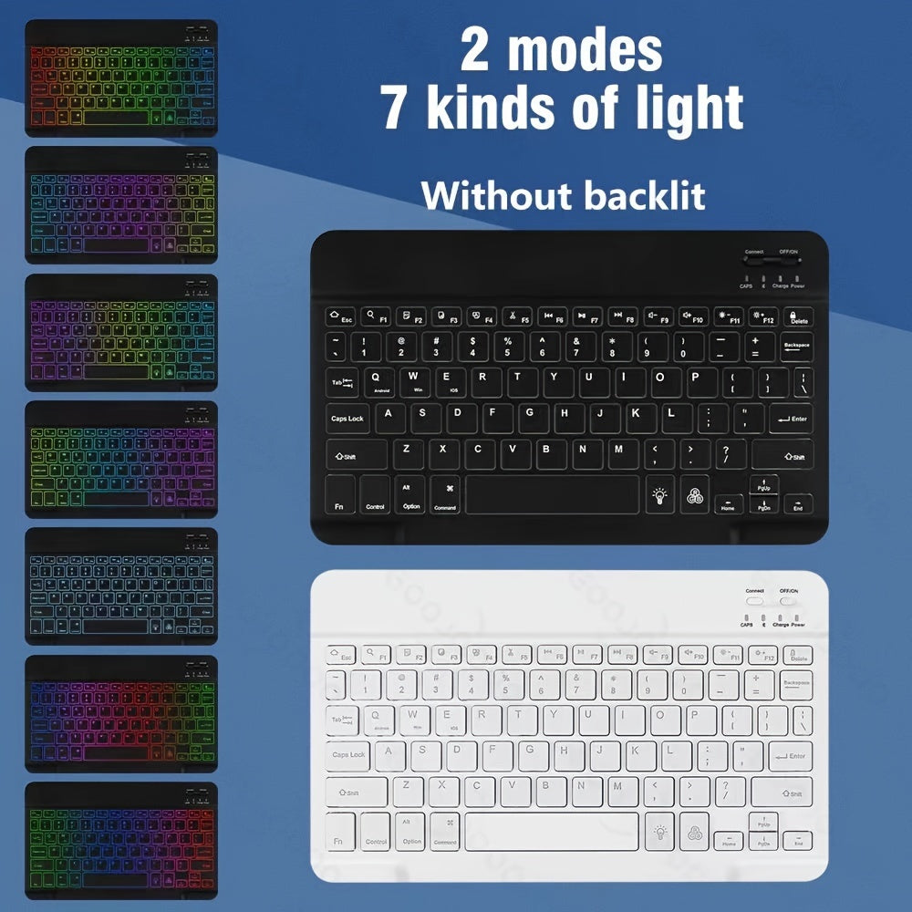 ELFO LARANJA Rainbow RGB Wireless Keyboard - Ergonomic, Rechargeable Wireless Keyboard for Tablets & Smartphones, Compatible with iOS 13+, for Android, Windows