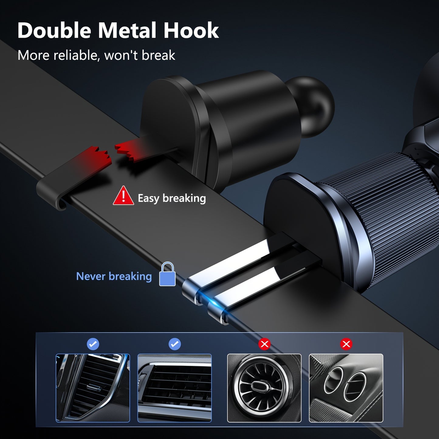 Magnetic Car Mount, Strong Magnetic Phone Holder for Car Vent, 360° Rotation Hands Free Phone Holders for Your Car, Universal Air Vent Car Cell Phone Holder Mount for iPhone & All Phones