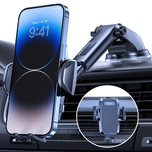 LOTUNY Car Phone Holder, Universal Hands-Free Phone Holders For Car, 3-in-1 Phone Mount For Car Dashboard Air Vent Fit For IPhone Samsung Google And All 4" To 7.2" Phones