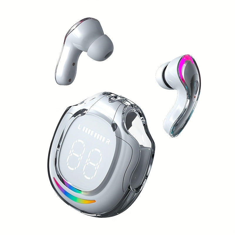 Wireless 5.4 Wireless Earbuds Built-in Ambient Lighting Sports Gaming Headset Bass Touch Control Headset Digital Display