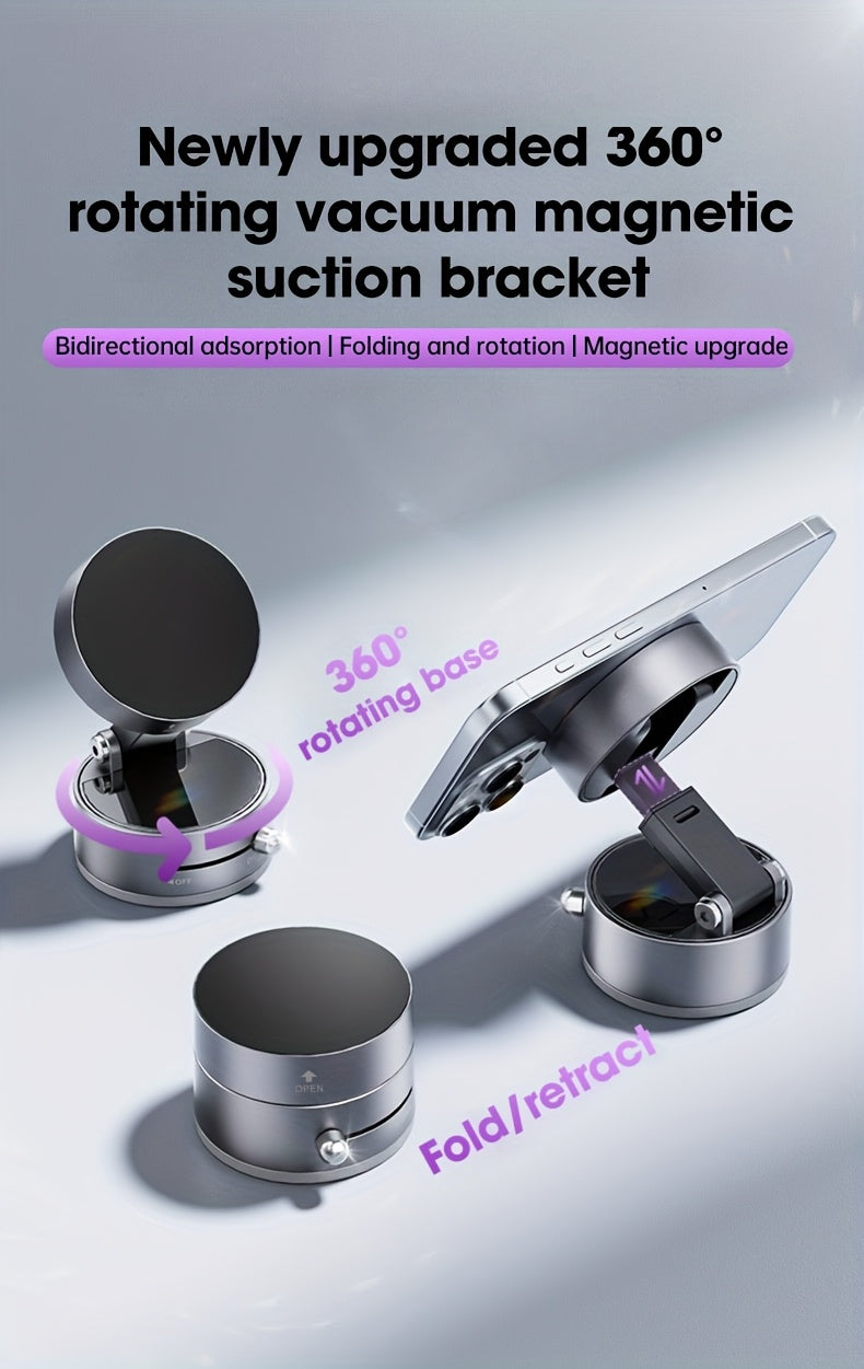 Upgraded Vacuum Magnetic Car Phone Holder, 360° Rotating Bracket Reinforced 96LBS Ultra Suction Cup, Foldable Design Telescopic Arm Adjustable Holder, for iPhone & Android Cell Phone Holders, for Your Car/Gym/Mirror Mount, G