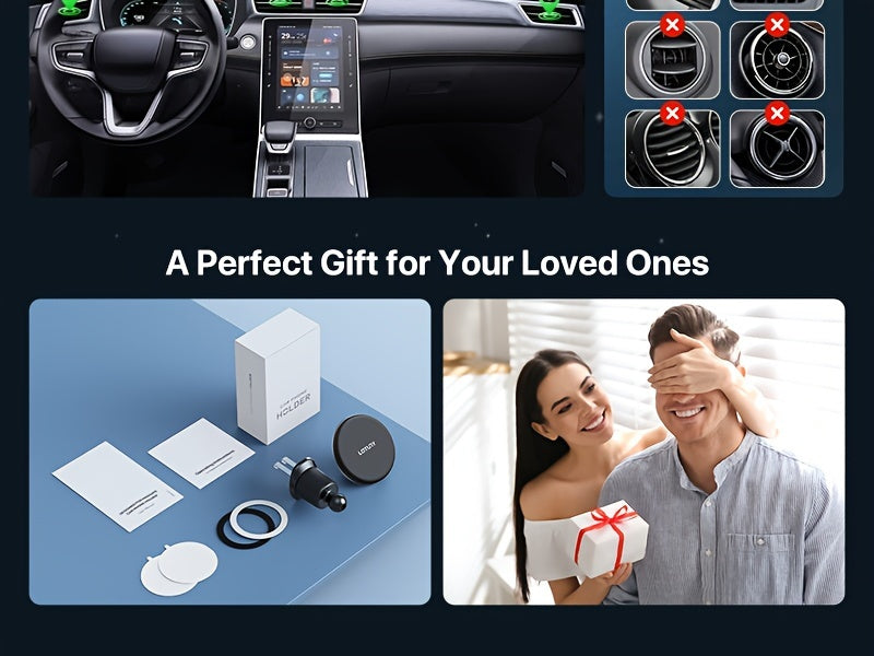 Magnetic Car Mount, Strong Magnetic Phone Holder for Car Vent, 360° Rotation Hands Free Phone Holders for Your Car, Universal Air Vent Car Cell Phone Holder Mount for iPhone & All Phones