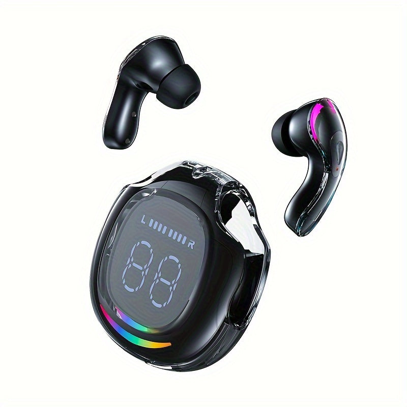 Wireless 5.4 Wireless Earbuds Built-in Ambient Lighting Sports Gaming Headset Bass Touch Control Headset Digital Display