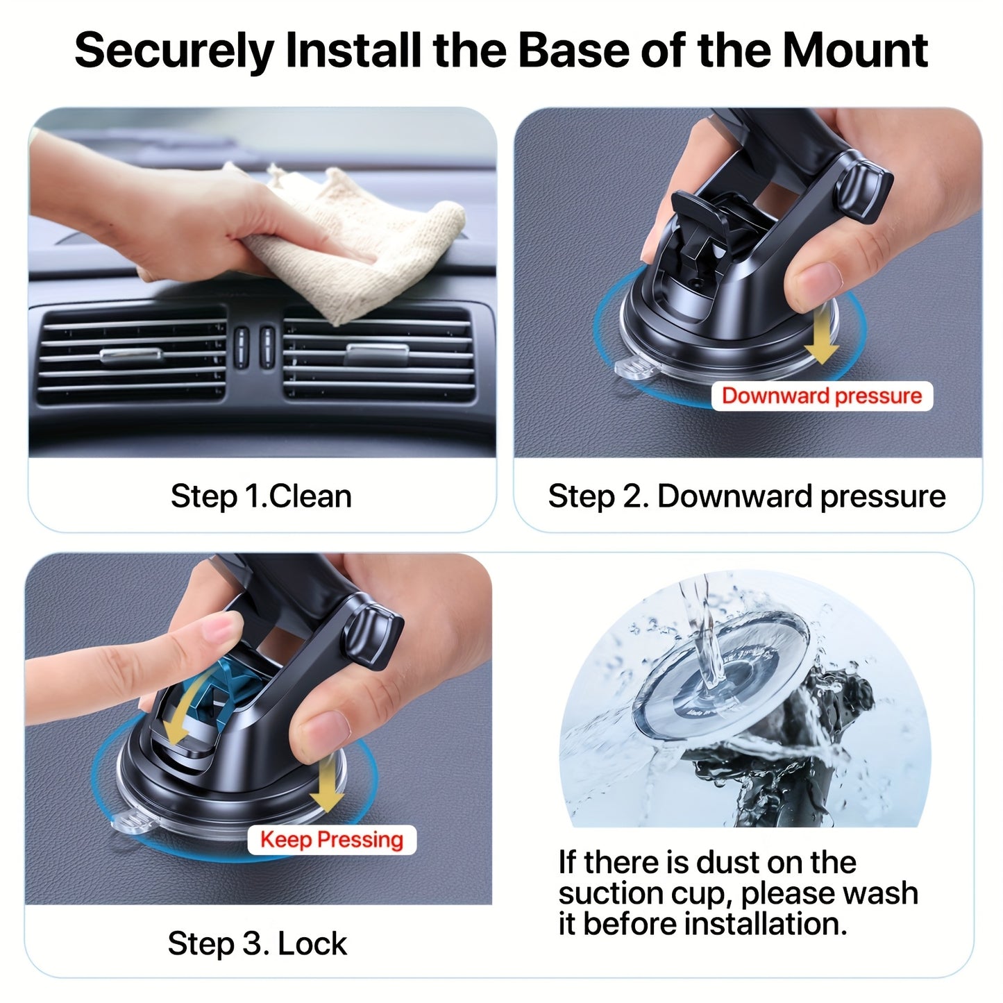 LOTUNY Car Phone Holder, Universal Hands-Free Phone Holders For Car, 3-in-1 Phone Mount For Car Dashboard Air Vent Fit For IPhone Samsung Google And All 4" To 7.2" Phones