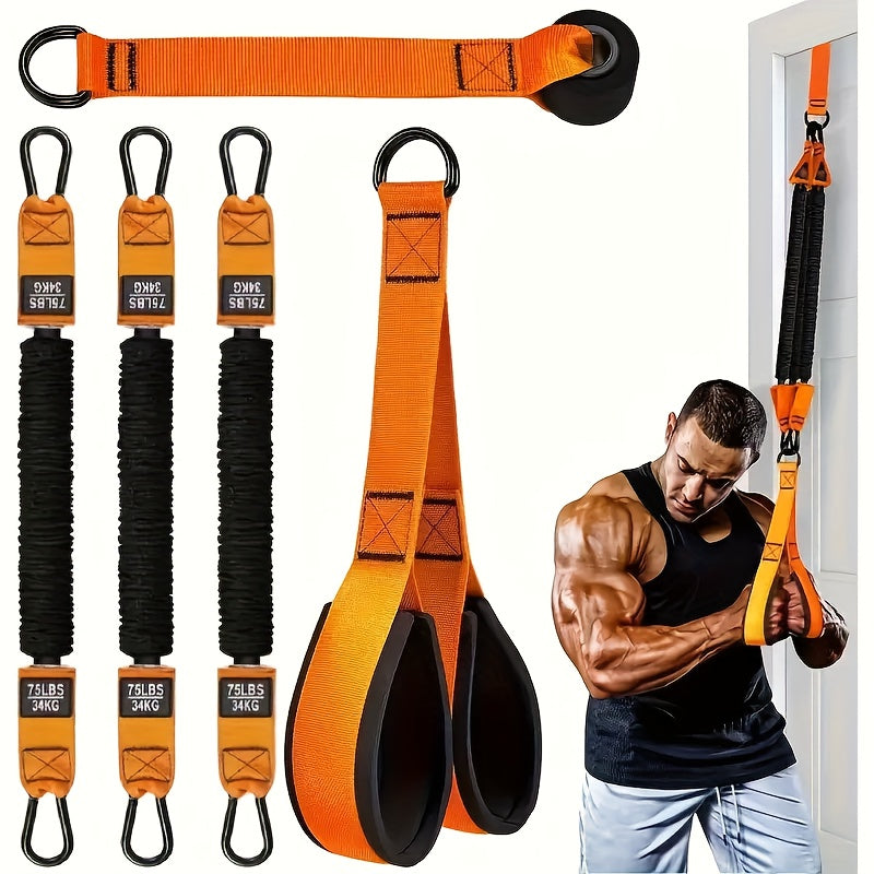 Heavy-Duty Latex Resistance Bands Set, 75-225lbs Adjustable Resistance with Handle & Door Anchor, Stackable Tricep Workout Equipment for Deltoid Push, Face Pull, Bicep Curls - Home Gym Resistance Bands, Ideal for Sports Lover