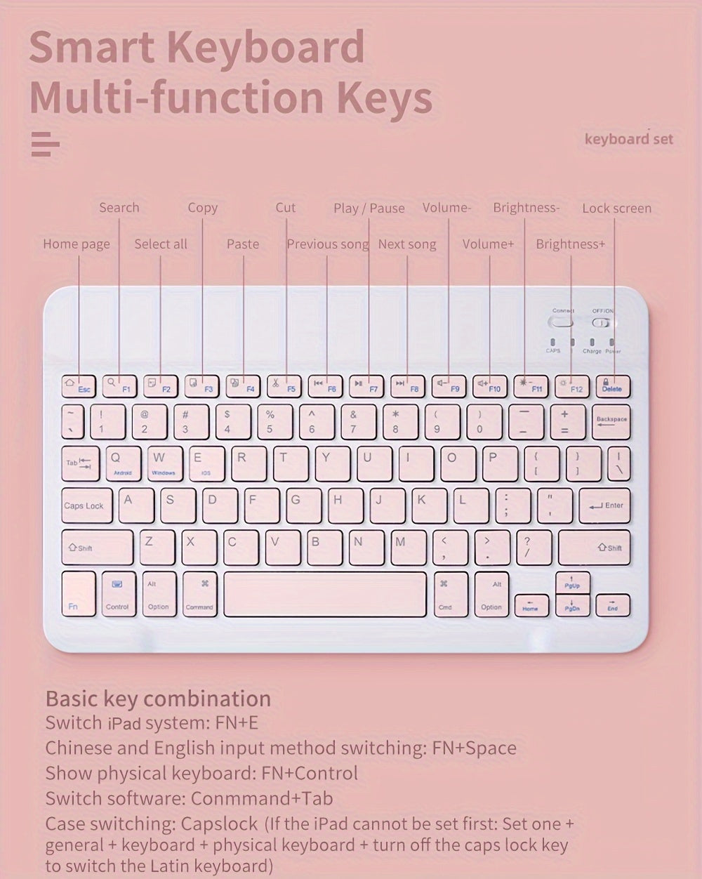 Ultra-Slim Wireless Keyboard And Mouse Set, Portable BT Keyboard And Mouse Combo, Suitable For IPad, Tablet, Laptop, Office Computer Keyboard.